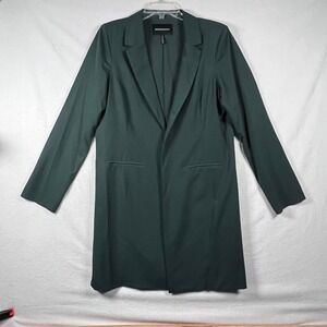 BCBGMAXAZRIA Dark Green Open Front‎ Blazer Suit Coat Shoulder Pads
